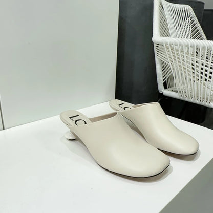 Square Head Women's Textured Elegant  Casual Round Heels