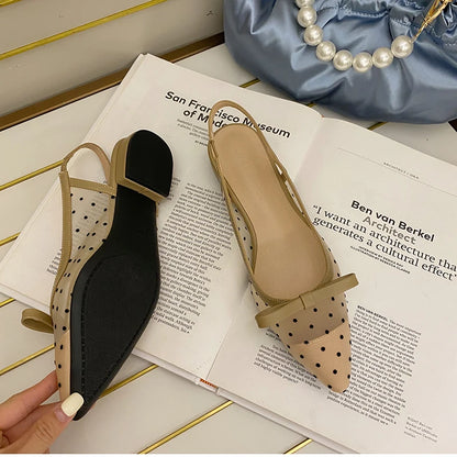 2026 Summer Butterfly-knot Women Sandals Fashion Mesh Pointed Toe Slip On Shoes Ladies Elegant Party Dress Flats Sandalias
