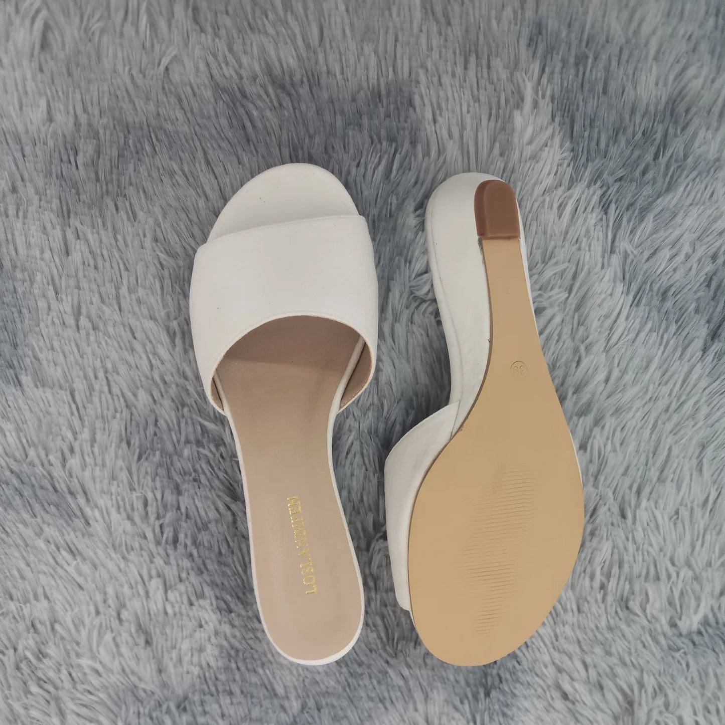 Elegant Summer Slippers 3cm Velvet Mules Wedge Sandals Slippers Open Toe High Heels Casual Dress Woman Shoes Plus Size