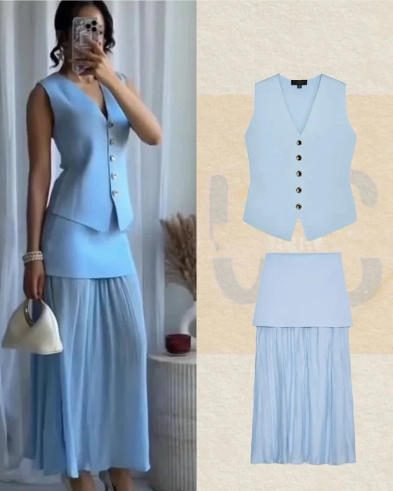 ETJ 2025 new women's elegant fashion all-match V-neck sleeveless vest jacket knitted waistcoat