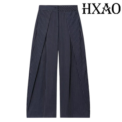 High-Rise Wrap-Front Pleated Palazzo Pants