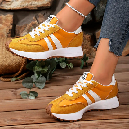New Style Elegant Lace Up Casual Shoes Women Spring/Autumn Round Toe Thick Sole Anti Slip Comfortable Sports Shoes
