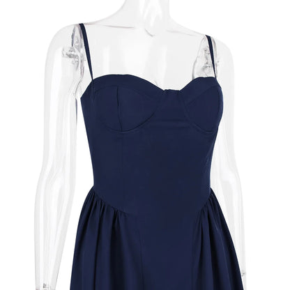 Sweetheart Spaghetti Strap  Fit and Flare Elegant Midi Dress