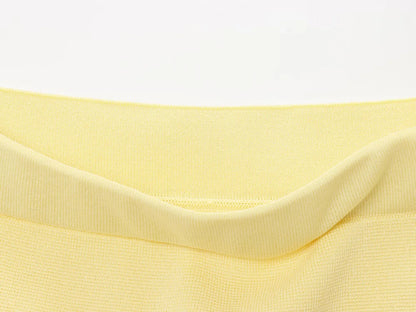 Knitted Skirt Suit Crew Neck Single-Breasted Short Sleeve Top+Fashion Elegant Elastic Waist Mini Skirt