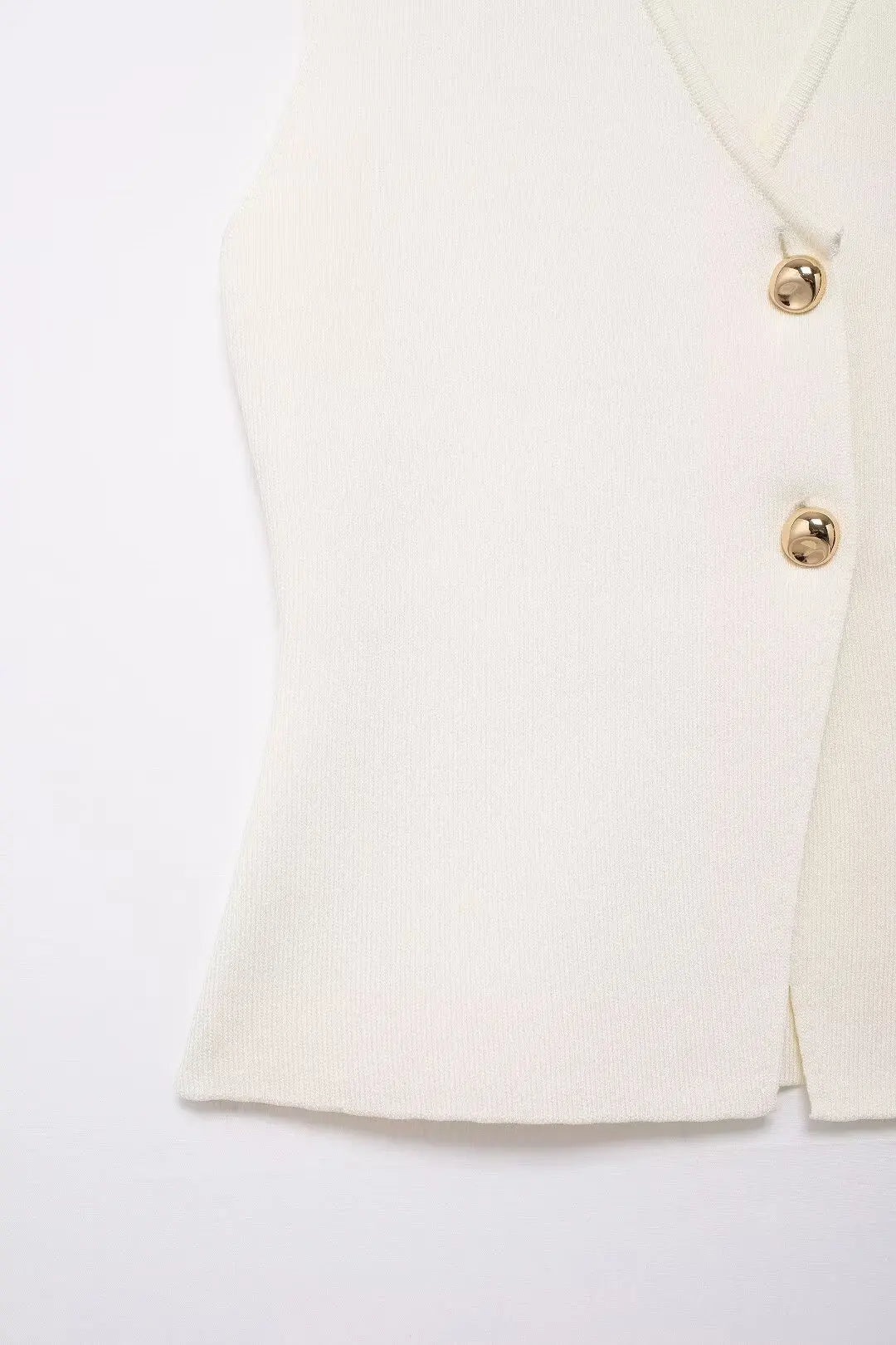 2 Piece Set Chic V-Neck Sleeveless Button Knitted Vest Top + Splicing High Waist Ankle-Length Skirt