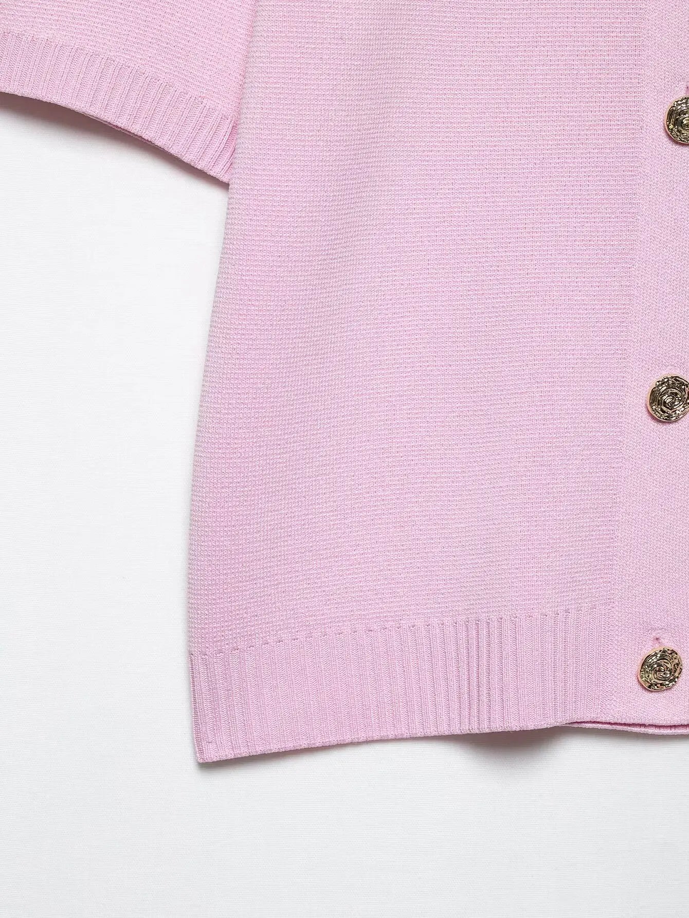 Knitted Skirt Suit Crew Neck Single-Breasted Short Sleeve Top+Fashion Elegant Elastic Waist Mini Skirt