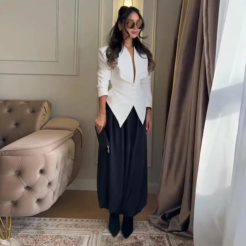 Casual Lace Up Solid Blazer Women Fashion Slim V-neck Single Breasted Full Sleeve Jacket Female 2026 Spring Lady Outwears New