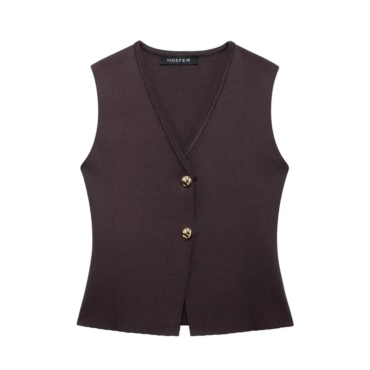 2 Piece Set Chic V-Neck Sleeveless Button Knitted Vest Top + Splicing High Waist Ankle-Length Skirt