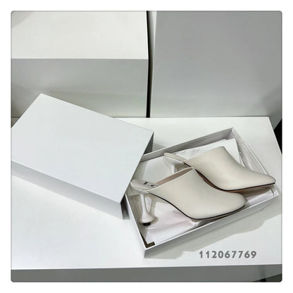 Square Head Women's Textured Elegant  Casual Round Heels