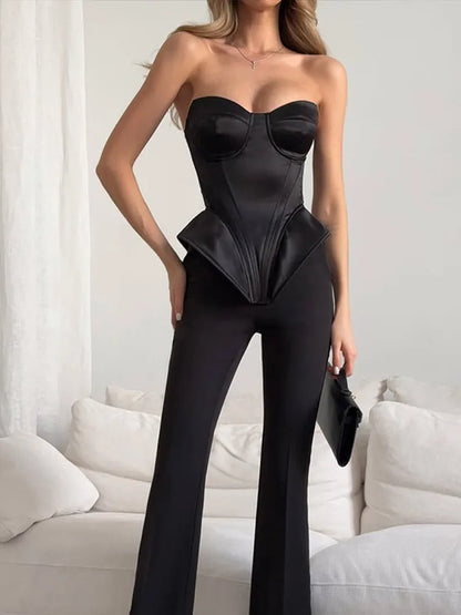 Black Strapless Corset Top Women Fashion Solid Sleeveless Backless Slim Short Vest 2026 Lady Fashion Party Evening Vacation Tops