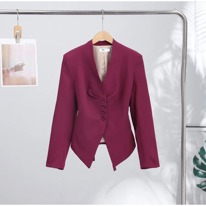 Casual Office Women's Blazer Jacket Pleated Waist Cinched Tie Up Long Sleeve Tops Elegant 2026 Spring Female Outerwear Outfit