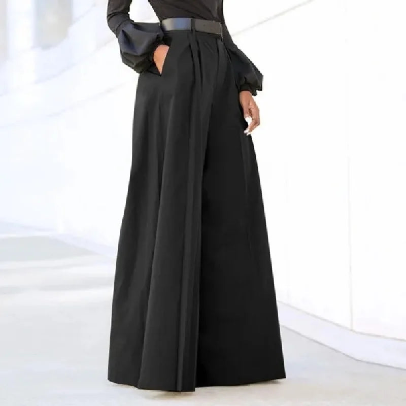 High-Waisted Pleated Wide-Leg Palazzo Pants