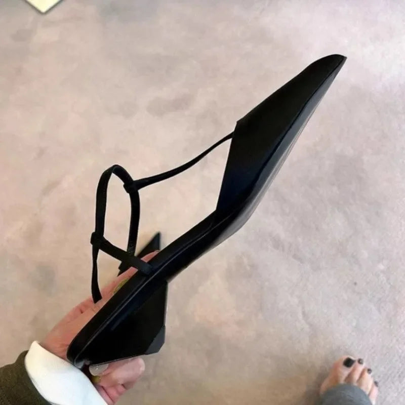 Sexy Pointed Toe Women's Comfortable triangle Low Heel Trendy Sandal