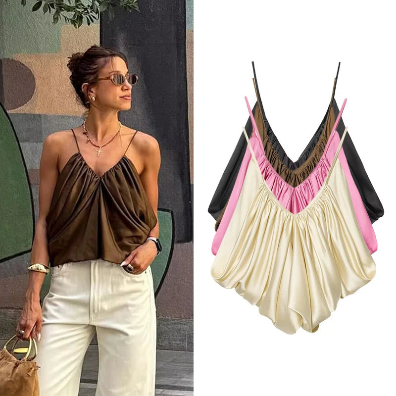 Draped-panel halterneck top