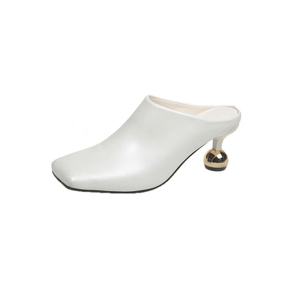 Square Head Women's Textured Elegant  Casual Round Heels