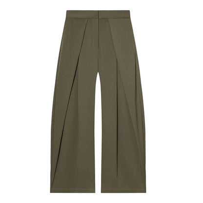 High-Rise Wrap-Front Pleated Palazzo Pants