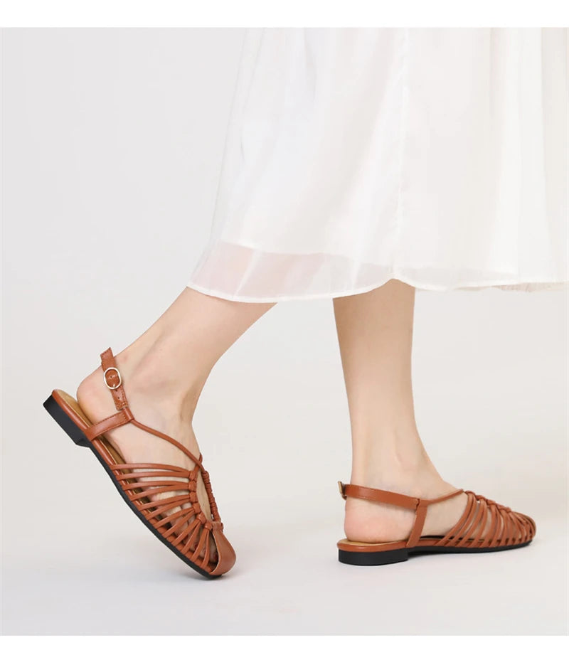 Flat Sandals Summer Narrow Band Roman Shoes Casual Beach Gladiator Sandal