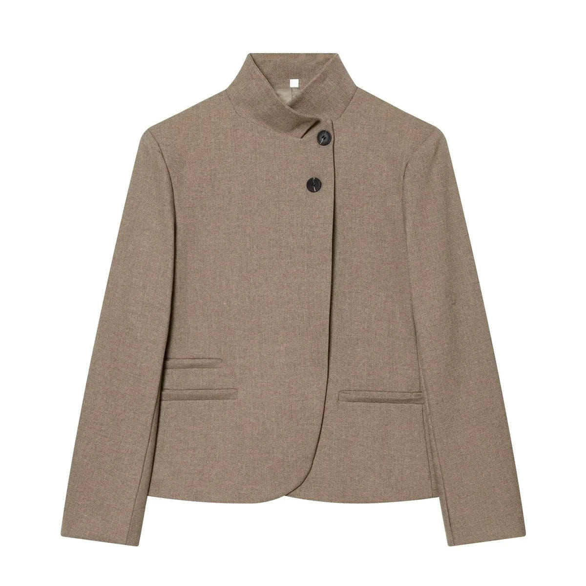 Asymmetric High-Neck Tailored Blazer