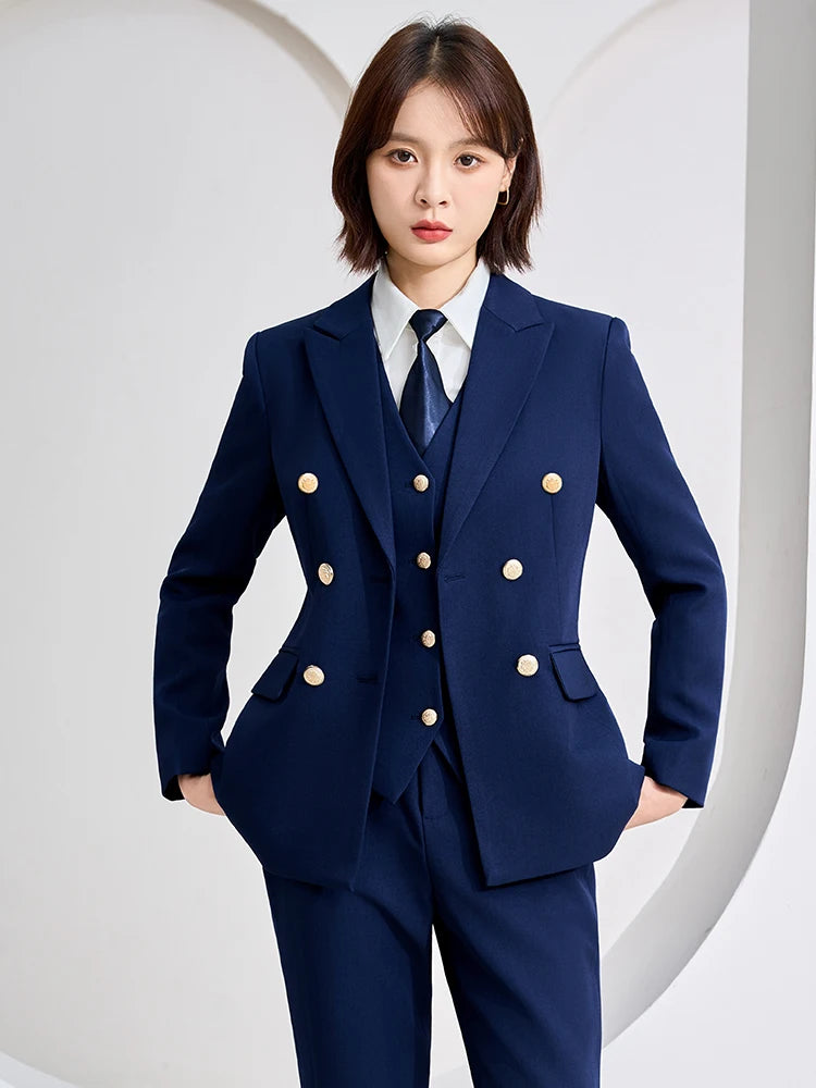 Women Vest, Blazer and Pant SuitWork Career Wear 3 Pieces Set