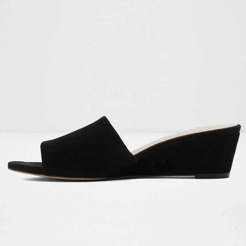 Elegant Summer Slippers 3cm Velvet Mules Wedge Sandals Slippers Open Toe High Heels Casual Dress Woman Shoes Plus Size