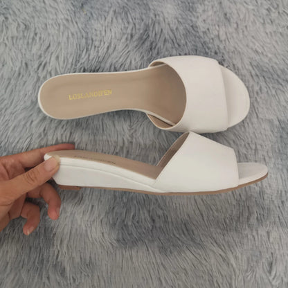 Elegant Summer Slippers 3cm Velvet Mules Wedge Sandals Slippers Open Toe High Heels Casual Dress Woman Shoes Plus Size