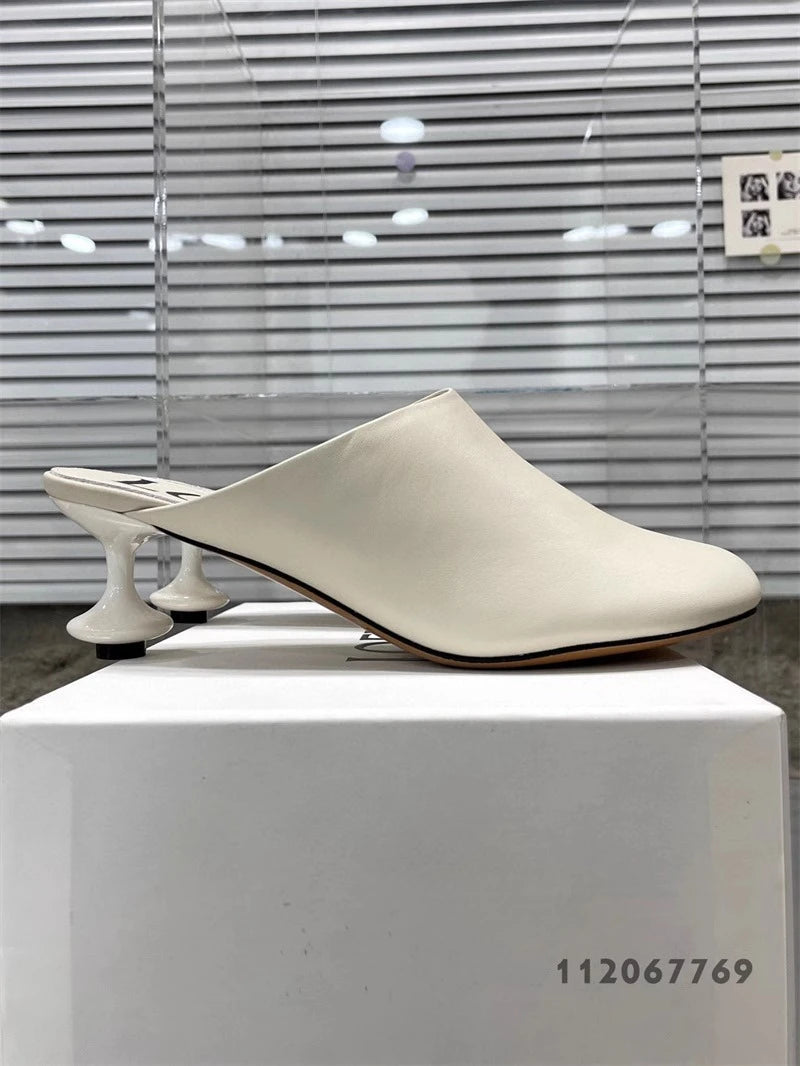Square Head Women's Textured Elegant  Casual Round Heels
