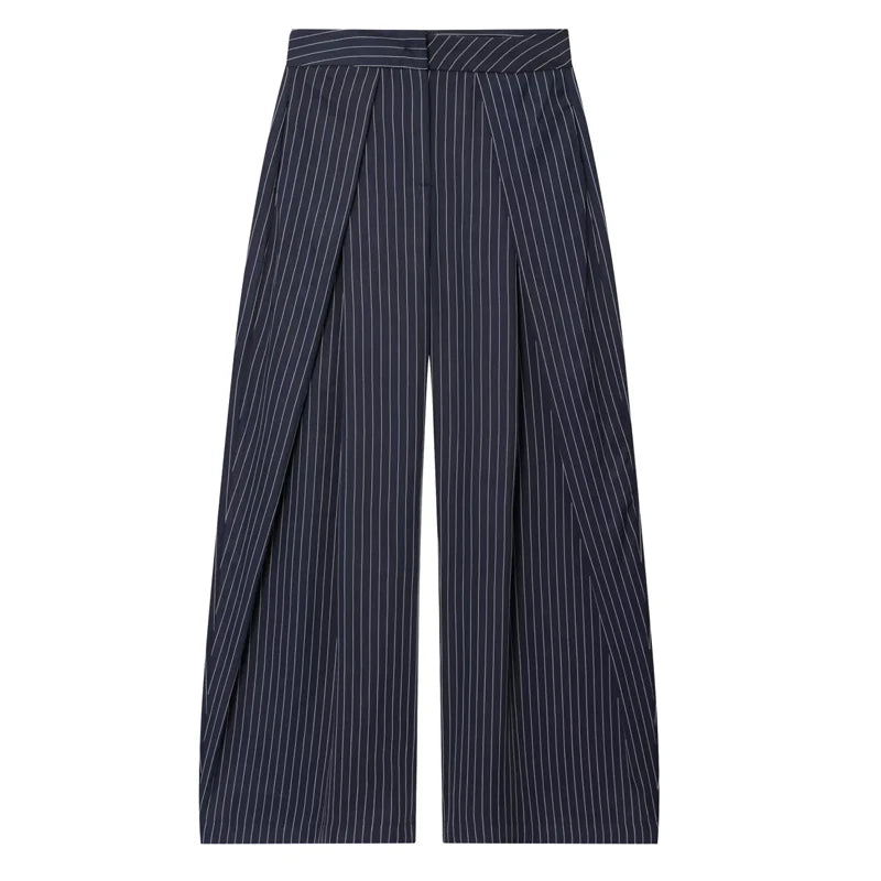 High-Rise Wrap-Front Pleated Palazzo Pants