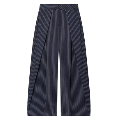 High-Rise Wrap-Front Pleated Palazzo Pants