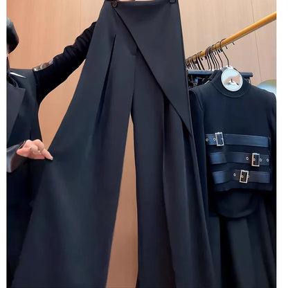 Korean-style High waist female fashion design suit pants wide legs