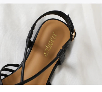 Flat Sandals Summer Narrow Band Roman Shoes Casual Beach Gladiator Sandal