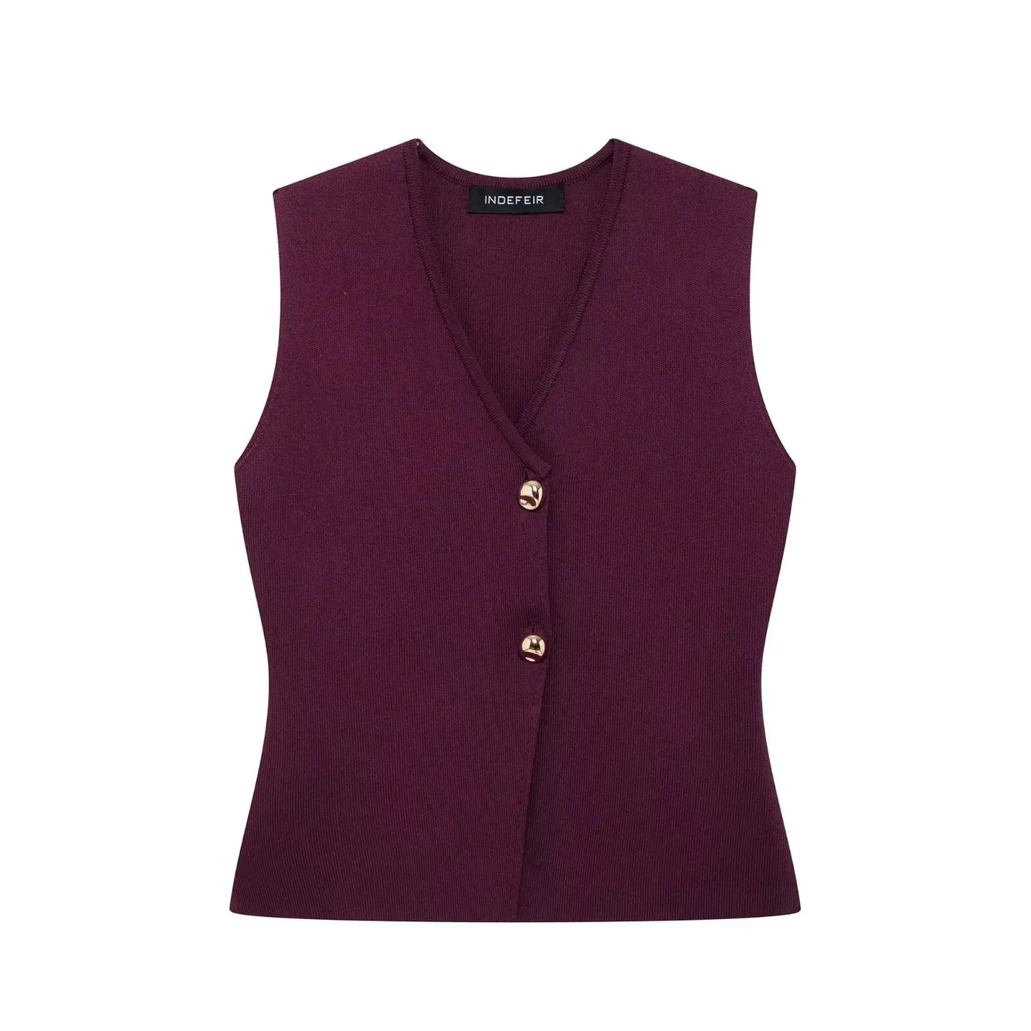 2 Piece Set Chic V-Neck Sleeveless Button Knitted Vest Top + Splicing High Waist Ankle-Length Skirt