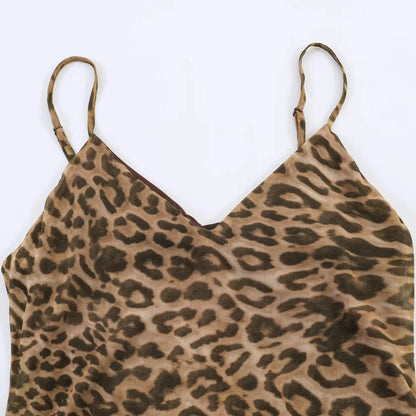KONDALA Vintage Sexy Women Long Cami Chiffon Dress Leopard Beach Holiday Party Dress Fashion 2026 Spring Summer Elegant Dress