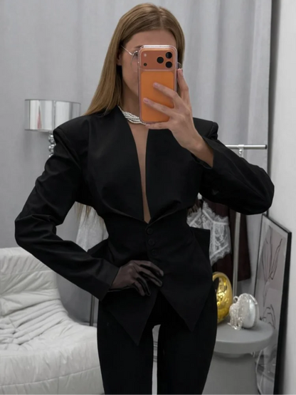 Casual Office Women's Blazer Jacket Pleated Waist Cinched Tie Up Long Sleeve Tops Elegant 2026 Spring Female Outerwear Outfit