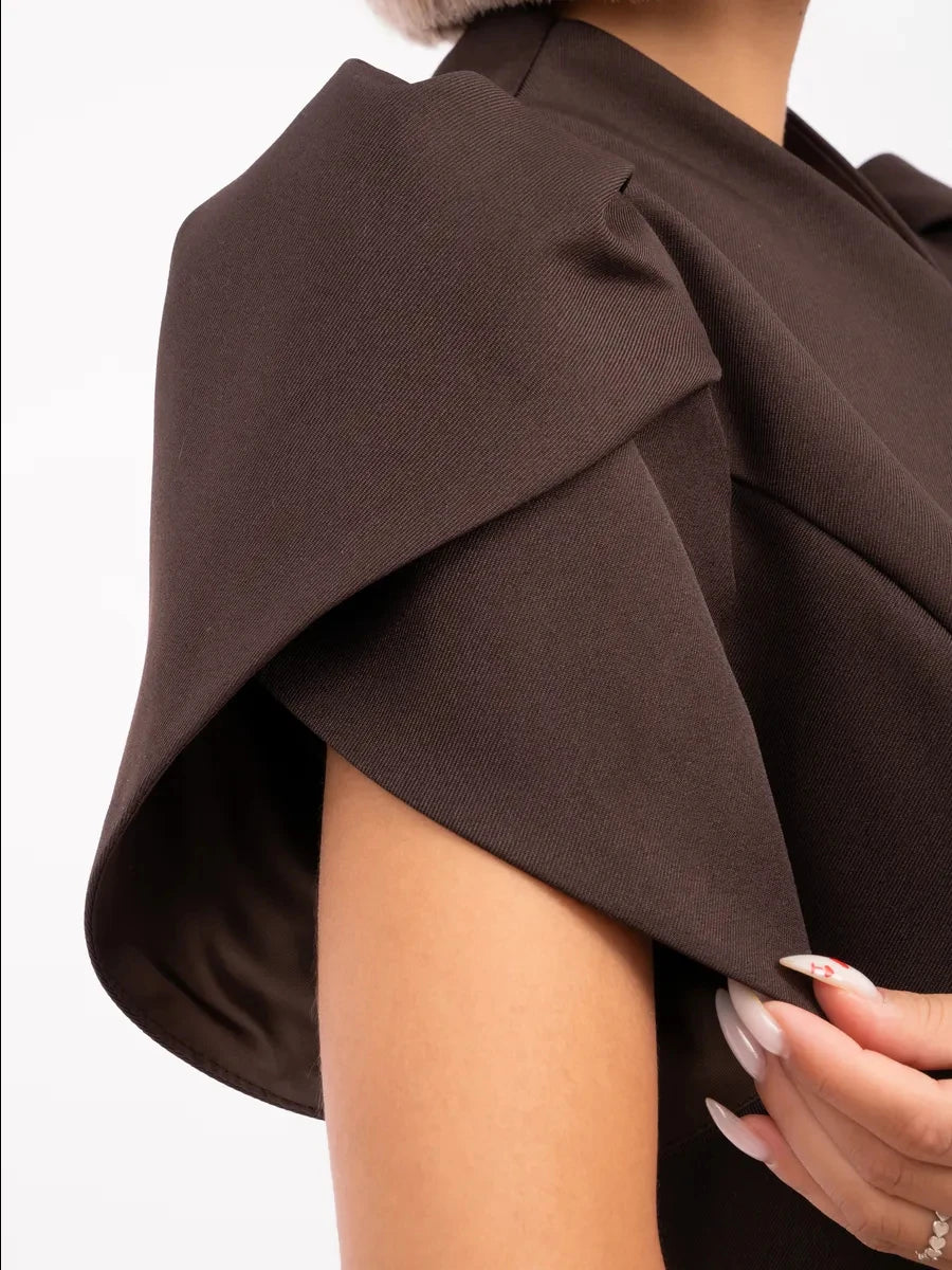 2026 Spring Autumn Women's Mini Blazer Dress Short Sleeve Elegant Temperament Commuter Fashion Slim Fit Work Wear For Ladies