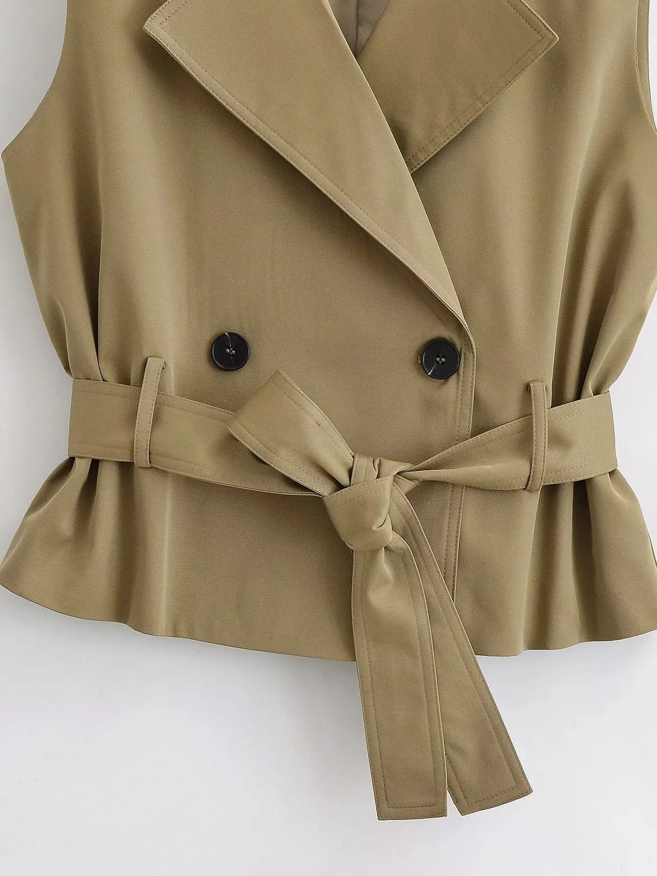 Women Elegant Commute Sleeveless Vest Jackets With Belt Spring Summer New Female High Street Chic Trench Vest Lady Casual Vests