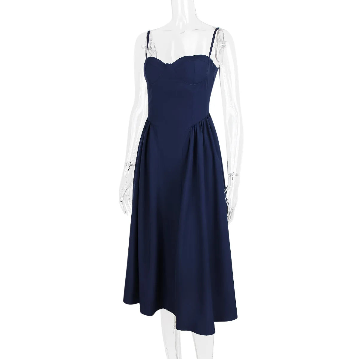 Sweetheart Spaghetti Strap  Fit and Flare Elegant Midi Dress
