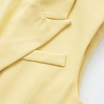 Sleeveless Tank Top Vest  Cropped Waistcoat Lapel Collar