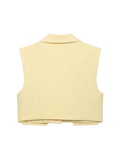 Sleeveless Tank Top Vest  Cropped Waistcoat Lapel Collar