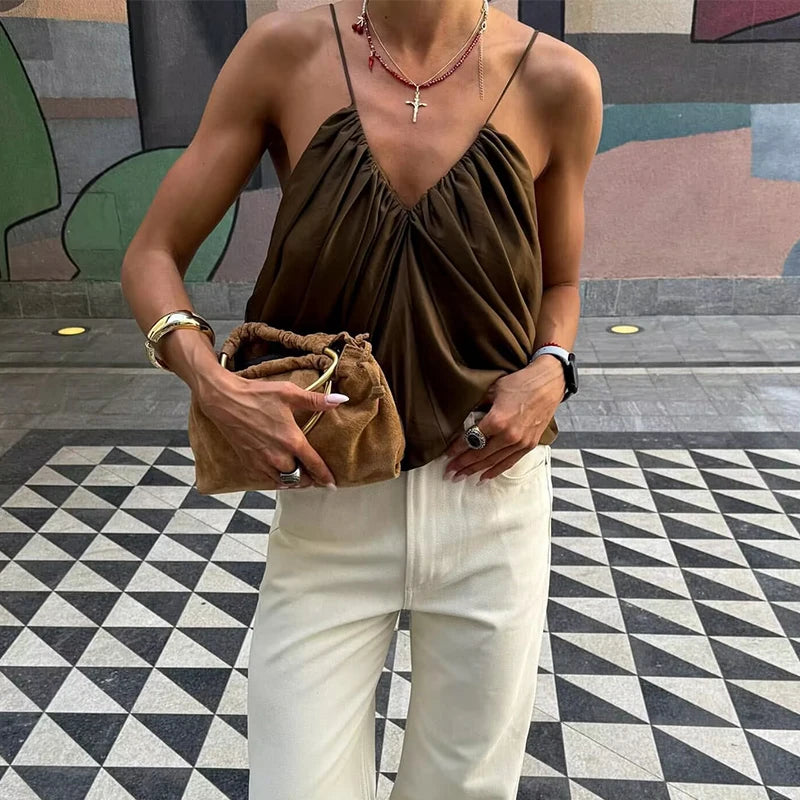 Draped-panel halterneck top