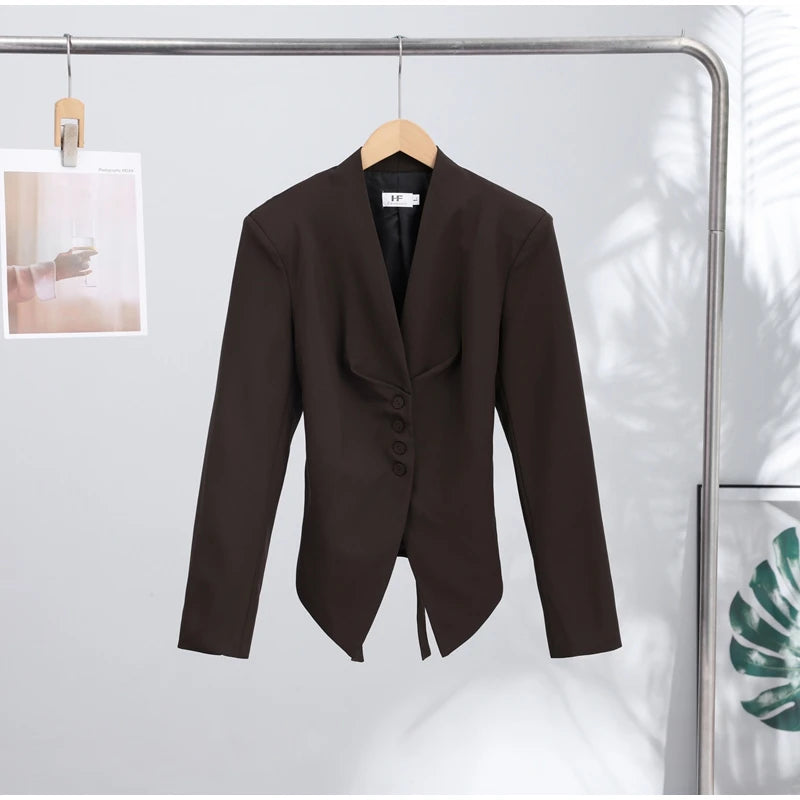 Casual Office Women's Blazer Jacket Pleated Waist Cinched Tie Up Long Sleeve Tops Elegant 2026 Spring Female Outerwear Outfit