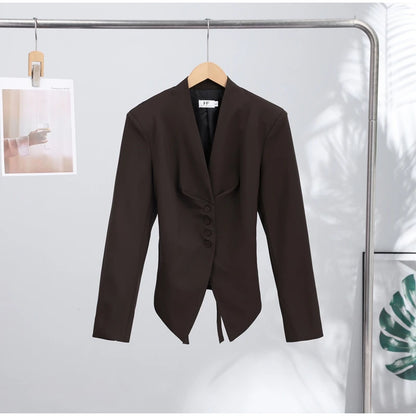 Casual Office Women's Blazer Jacket Pleated Waist Cinched Tie Up Long Sleeve Tops Elegant 2026 Spring Female Outerwear Outfit