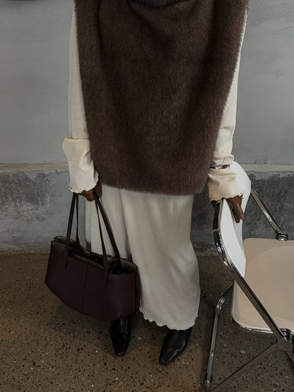 Chic Brown Sleeveless Faux Fur Vest Women's Casual Loose Fit