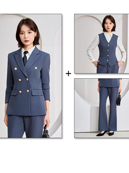 Women Vest, Blazer and Pant SuitWork Career Wear 3 Pieces Set