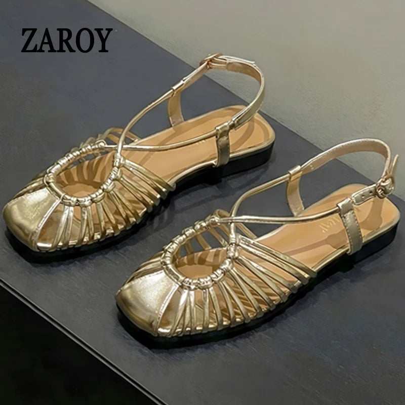 Flat Sandals Summer Narrow Band Roman Shoes Casual Beach Gladiator Sandal