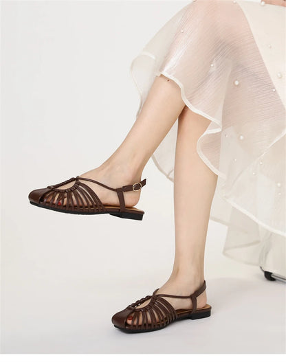 Flat Sandals Summer Narrow Band Roman Shoes Casual Beach Gladiator Sandal
