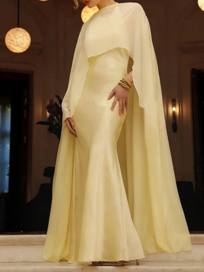 Women Chiffon Capelet Sheer Mesh Bridal Cape Shawl Wraps Asymmetrical High Low Flowy Wedding Party Cover Up Poncho