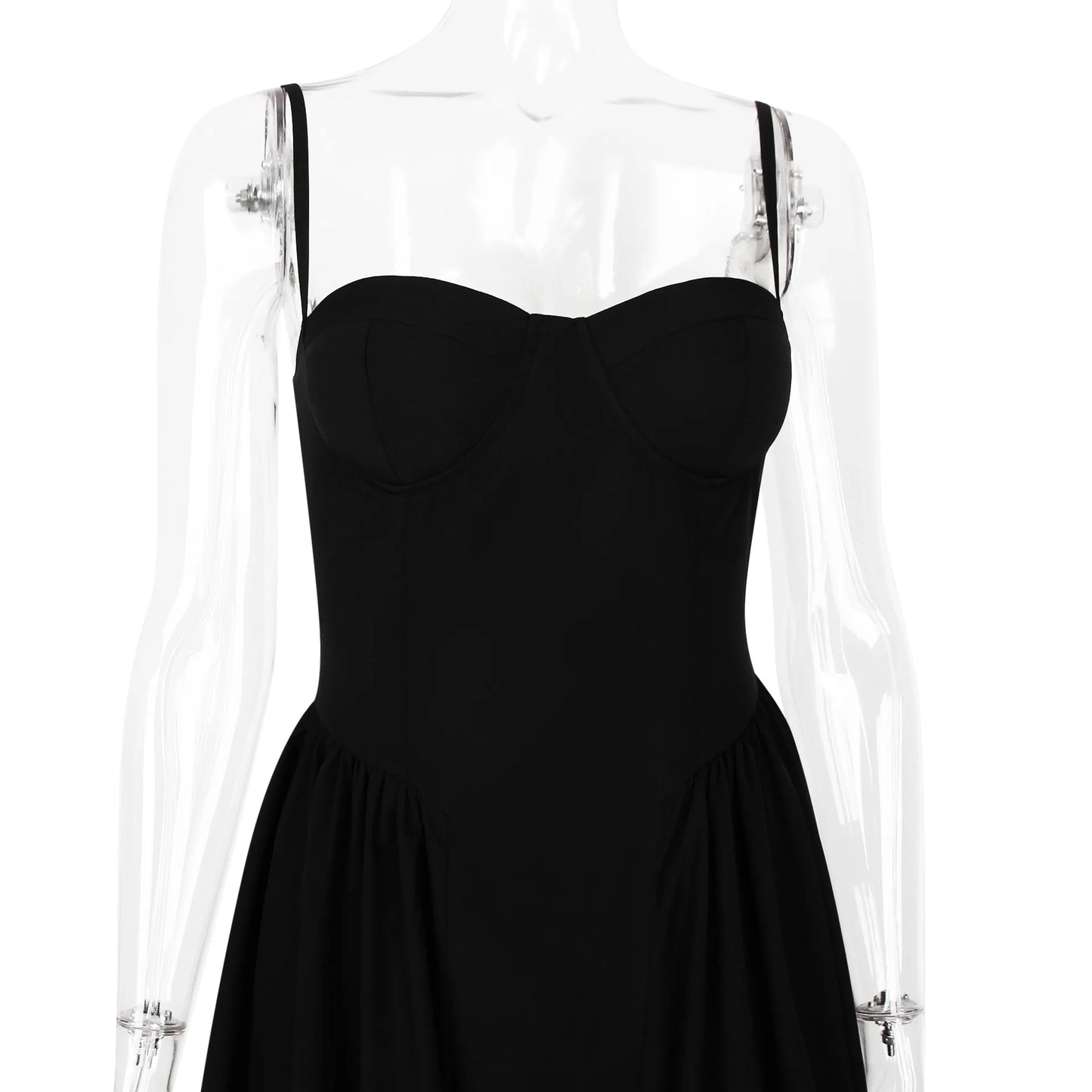 Sweetheart Spaghetti Strap  Fit and Flare Elegant Midi Dress