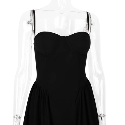 Sweetheart Spaghetti Strap  Fit and Flare Elegant Midi Dress