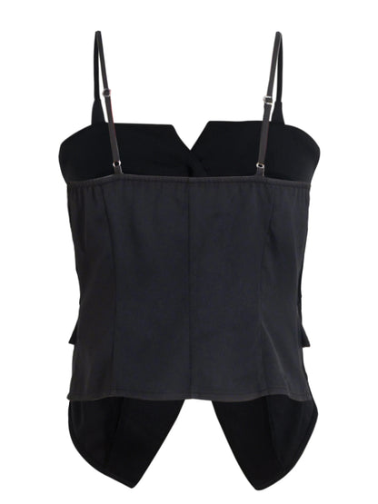 Women's Casual Tank Top Spring Summer Black Top Spaghetti Strap Sweetheart Neck Button Slim Fit Valentine's Day Elegant Sexy Top