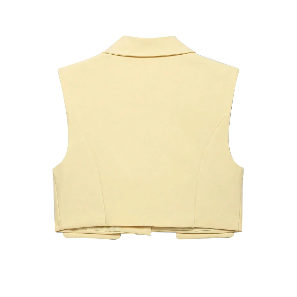 Sleeveless Tank Top Vest  Cropped Waistcoat Lapel Collar